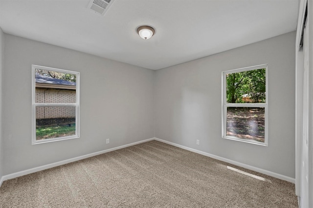 carpeted spare room featuring a healthy amount of sunlight