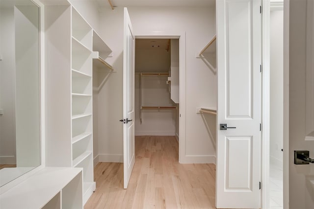 walk in closet featuring light hardwood / wood-style floors