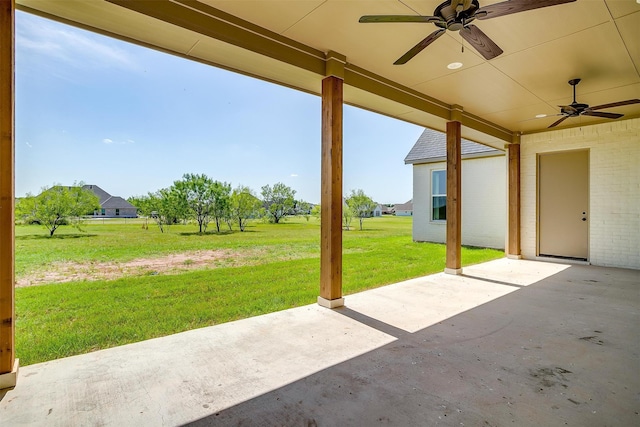 view of patio with ceiling fan