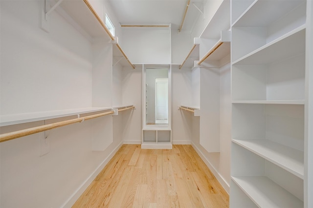 spacious closet with light hardwood / wood-style flooring