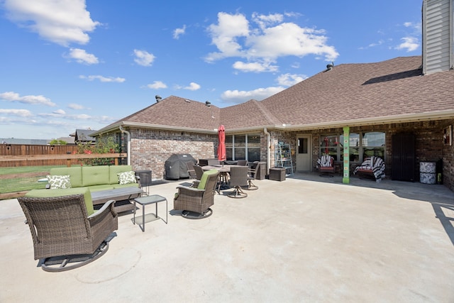 view of patio featuring grilling area and outdoor lounge area