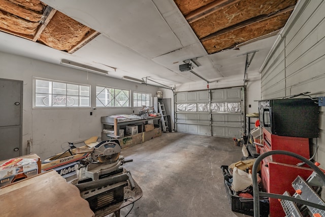 garage with a garage door opener