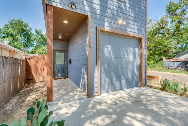 view of garage