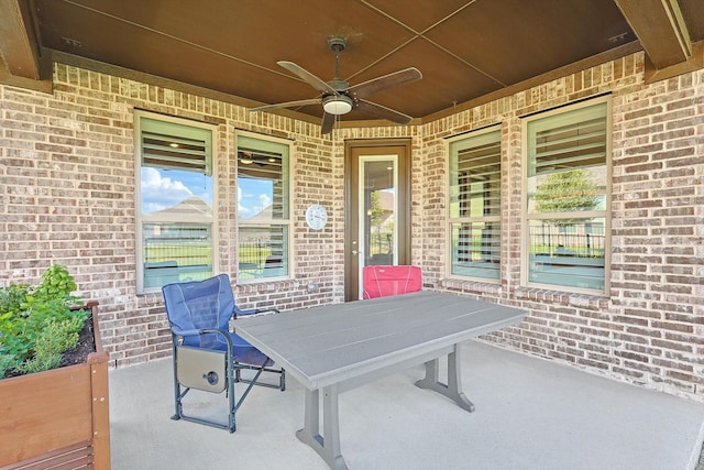 view of patio / terrace with ceiling fan