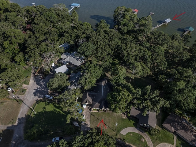 1457 Riverside Dr, West Tawakoni, TX 75474 - bird's eye view featuring a water view