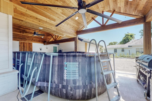 view of pool with ceiling fan