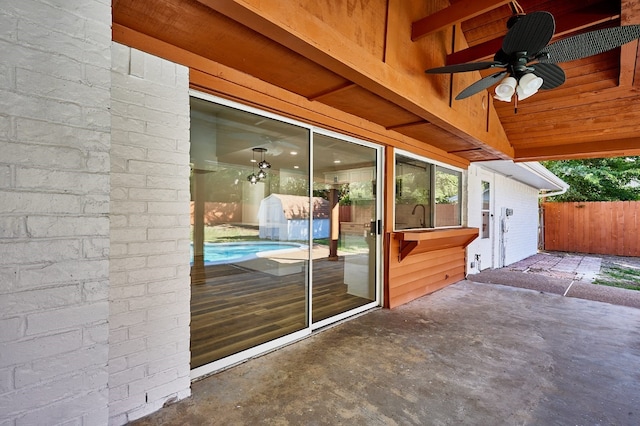 view of patio / terrace featuring ceiling fan