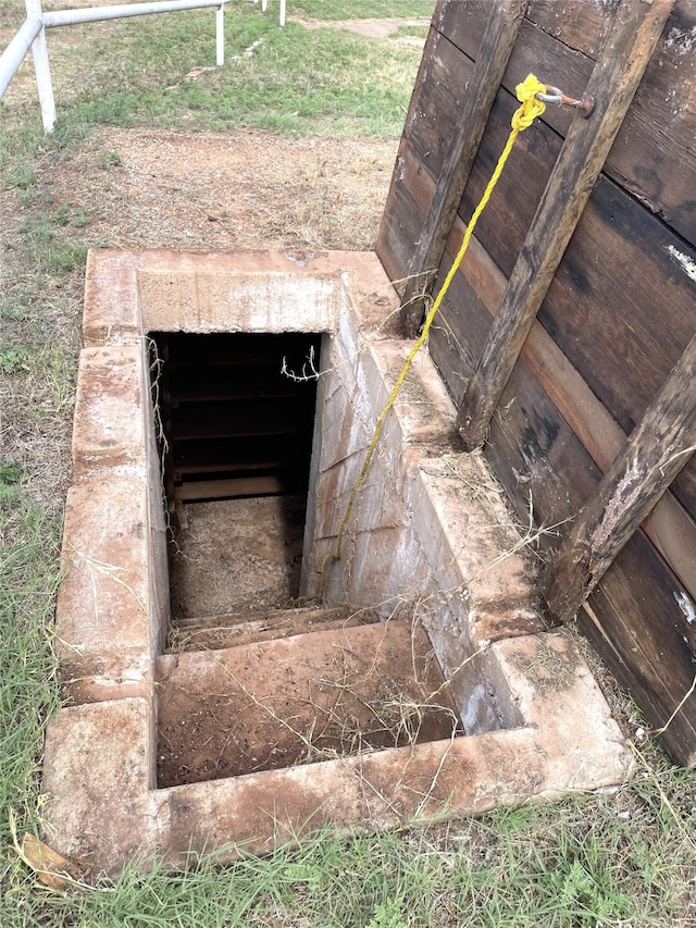 view of storm shelter