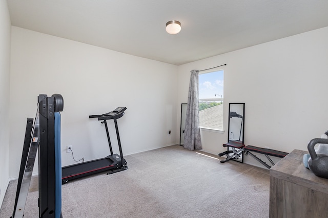 exercise area with light carpet