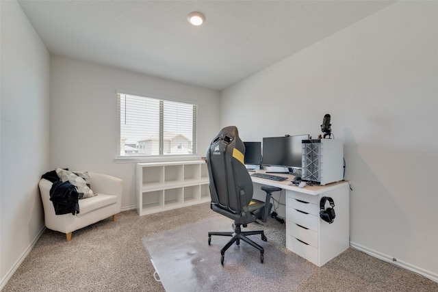 office area with carpet flooring