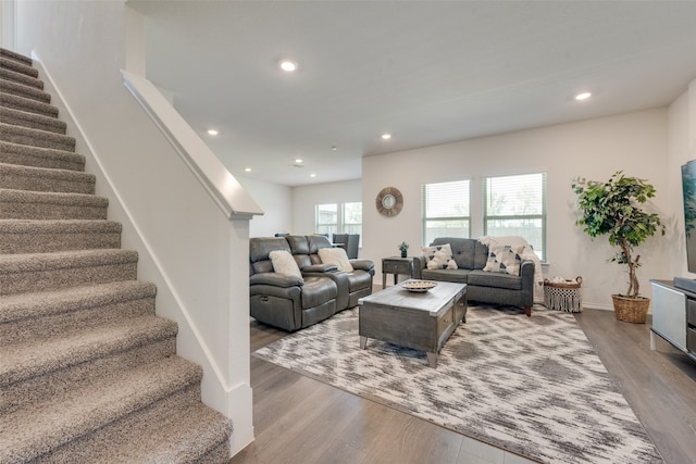 living room with wood-type flooring