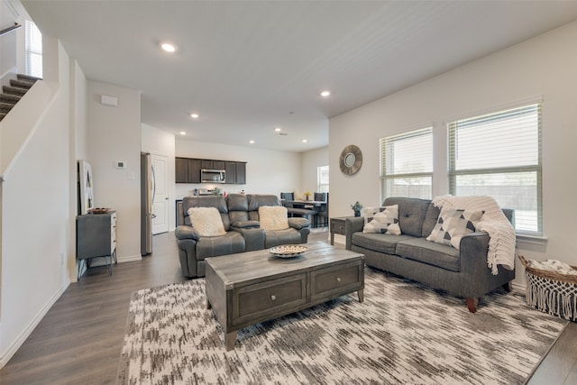 living room with wood-type flooring