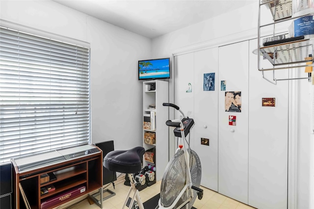 workout room with light floors