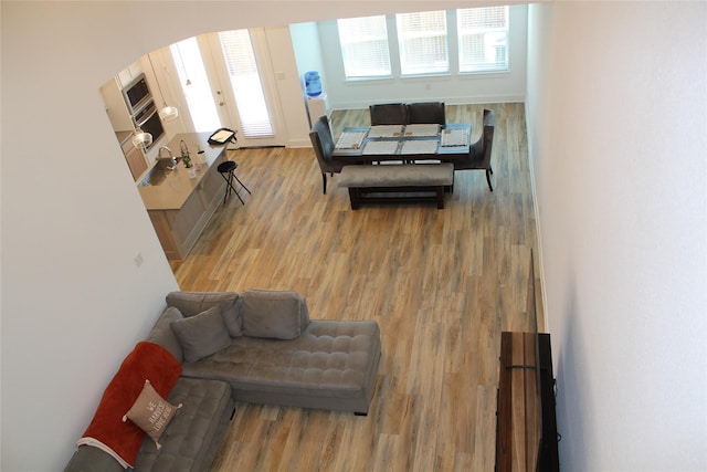 living room with light wood-type flooring