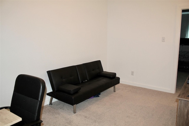 living area featuring light colored carpet