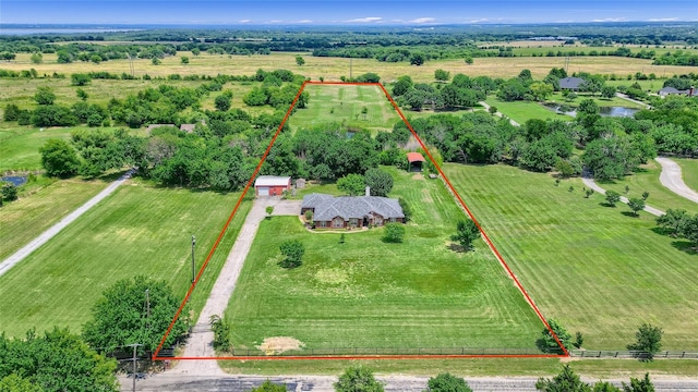 drone / aerial view featuring a rural view