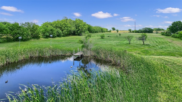 view of water feature with a boat dock