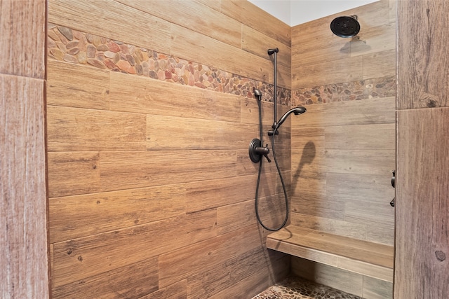 interior space with a tile shower