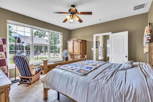 bedroom featuring ceiling fan