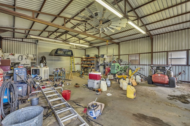 garage featuring a workshop area