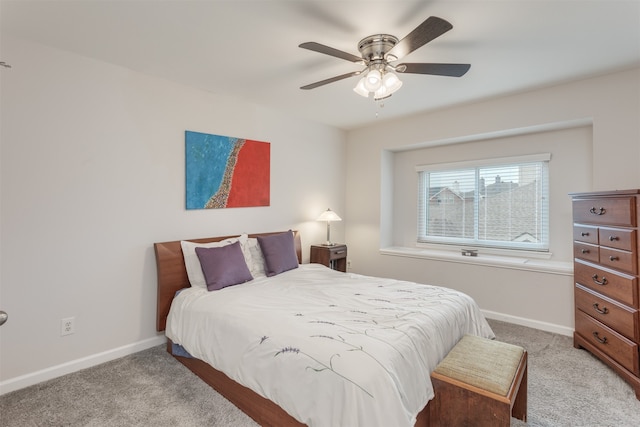 bedroom featuring carpet and ceiling fan