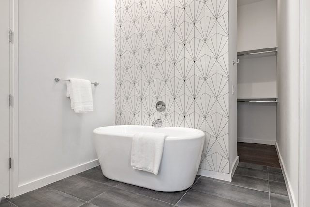 bathroom with tile patterned floors