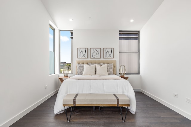 bedroom featuring dark hardwood / wood-style floors