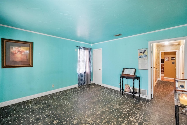 carpeted empty room with crown molding