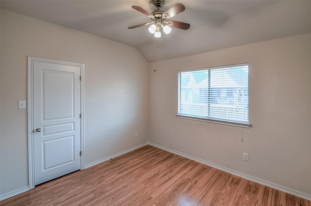 9816 Mullins Crossing Dr, Fort Worth, TX 76126 - spare room with light wood-style floors, baseboards, a ceiling fan, and lofted ceiling