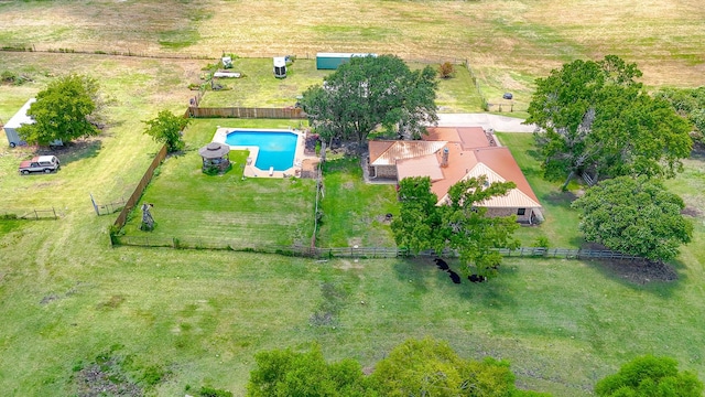 aerial view with a rural view