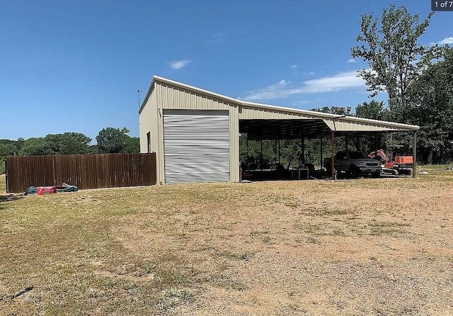 garage with a carport