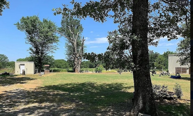 view of yard with a shed