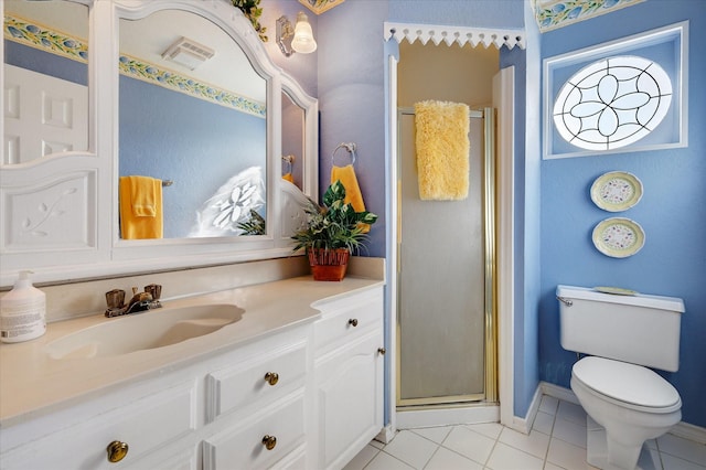 2201 Oak Knoll Ct, Colleyville, TX 76034 - bathroom with tile patterned flooring, vanity, and a stall shower
