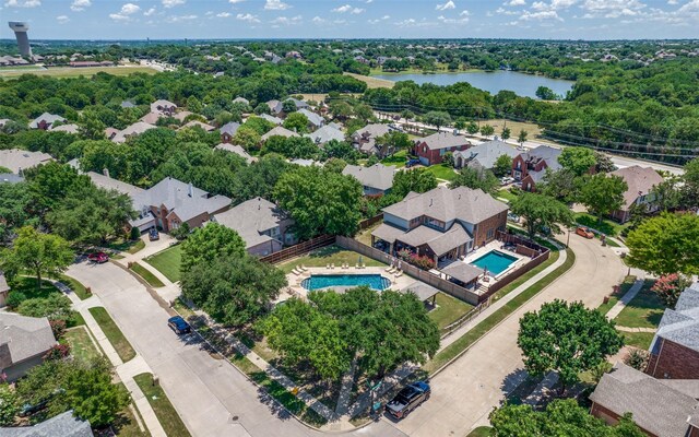 bird's eye view featuring a water view