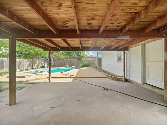 view of patio with a fenced in pool and a fenced backyard