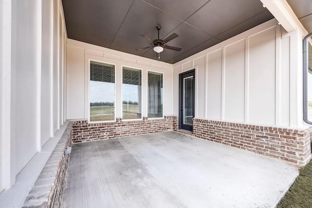 view of patio / terrace featuring ceiling fan