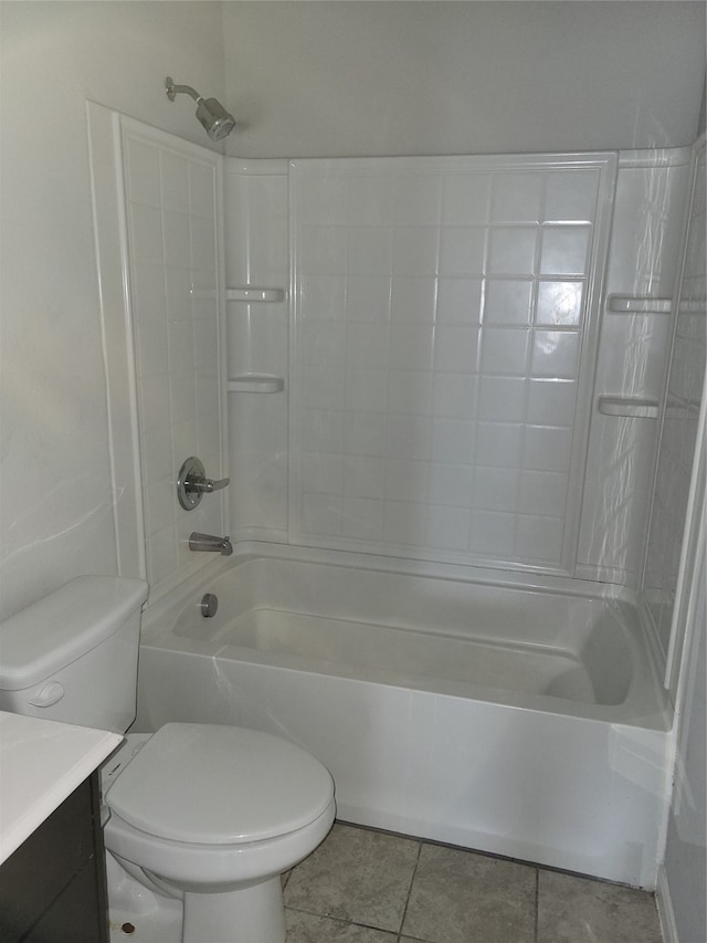 full bathroom featuring toilet, tile patterned floors, shower / tub combination, and vanity