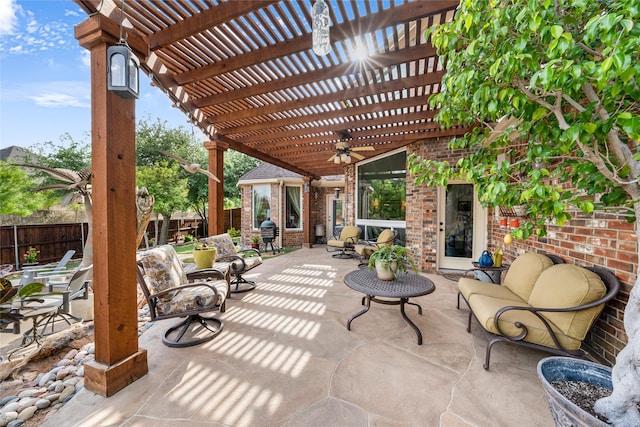 view of patio / terrace featuring a pergola