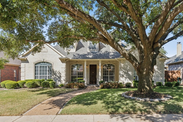 view of front of home featuring a front yard