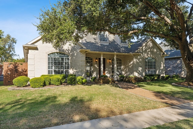 view of front of home featuring a porch and a front lawn