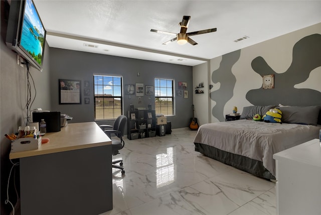 bedroom featuring ceiling fan