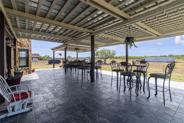 view of patio featuring an outdoor bar