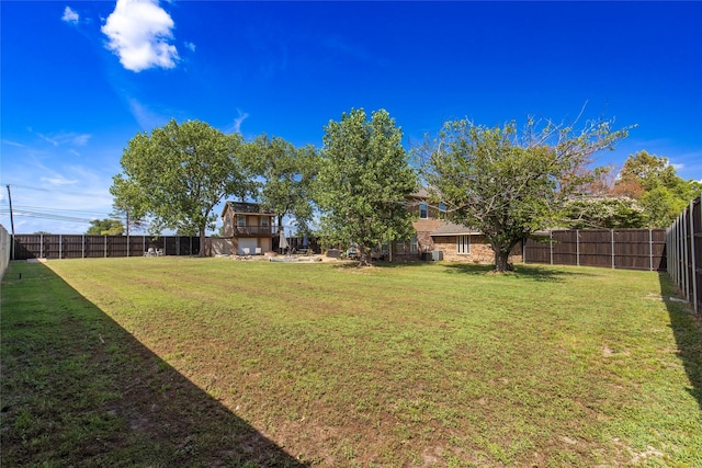view of yard with a fenced backyard