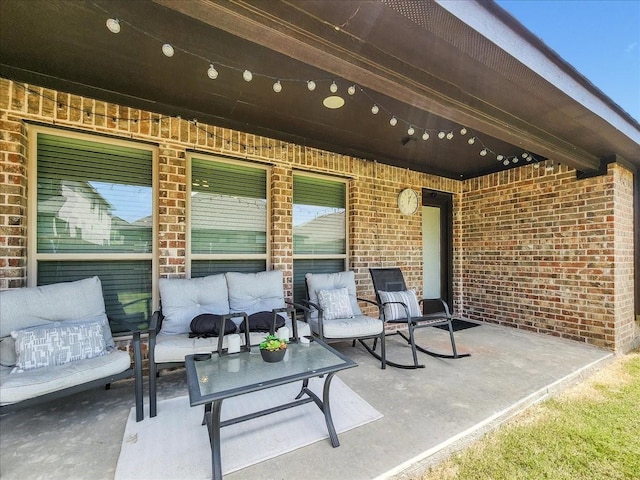 view of patio featuring an outdoor hangout area