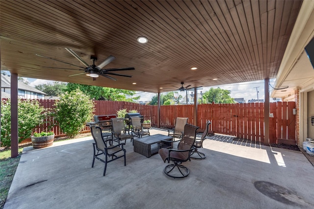 view of patio / terrace with ceiling fan