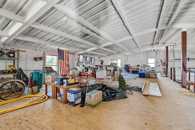 misc room with lofted ceiling