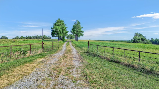 view of road featuring a rural view