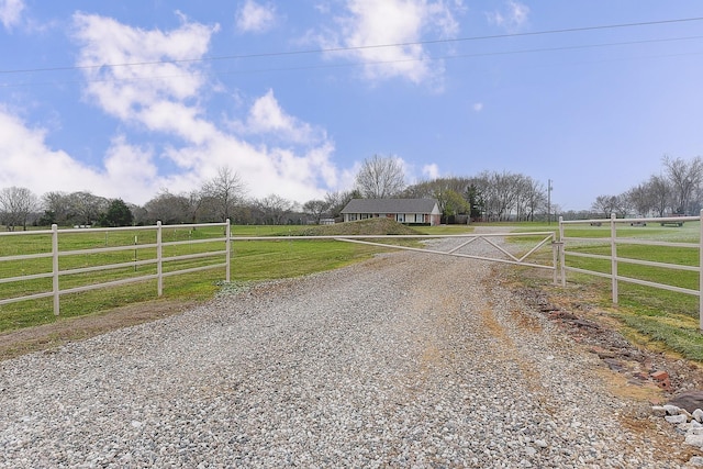 view of street with a rural view