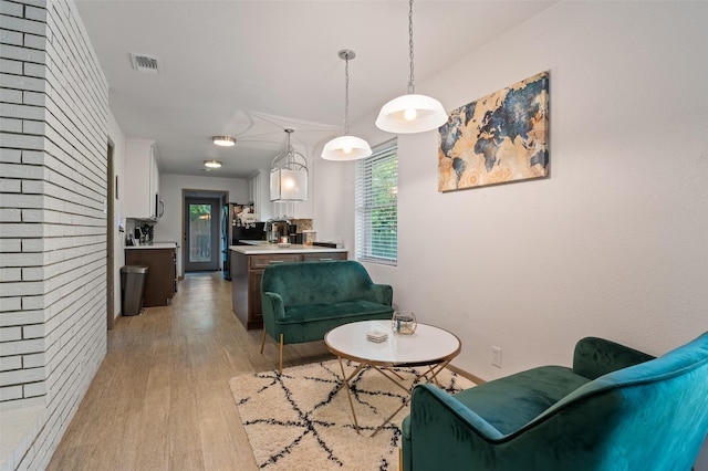 living room with light wood-type flooring