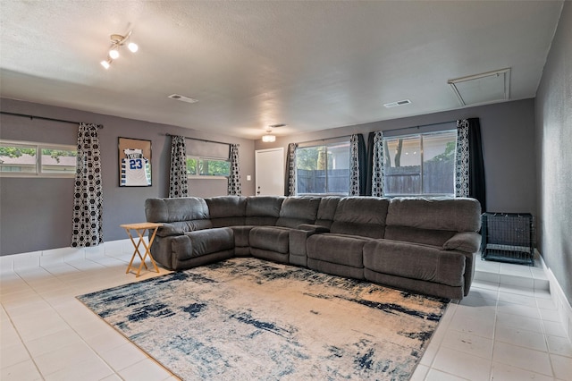 view of tiled living room